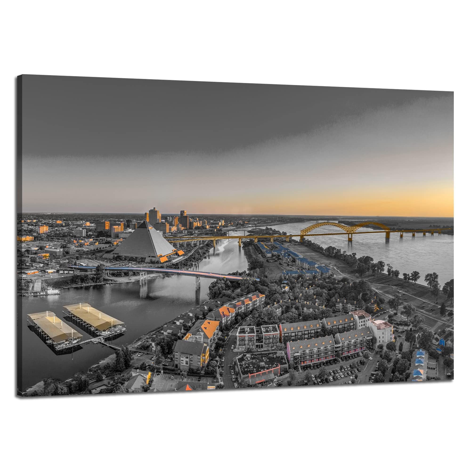 Amazon.com: Memphis Wall Art Memphis Bridge Wall Decor Black and